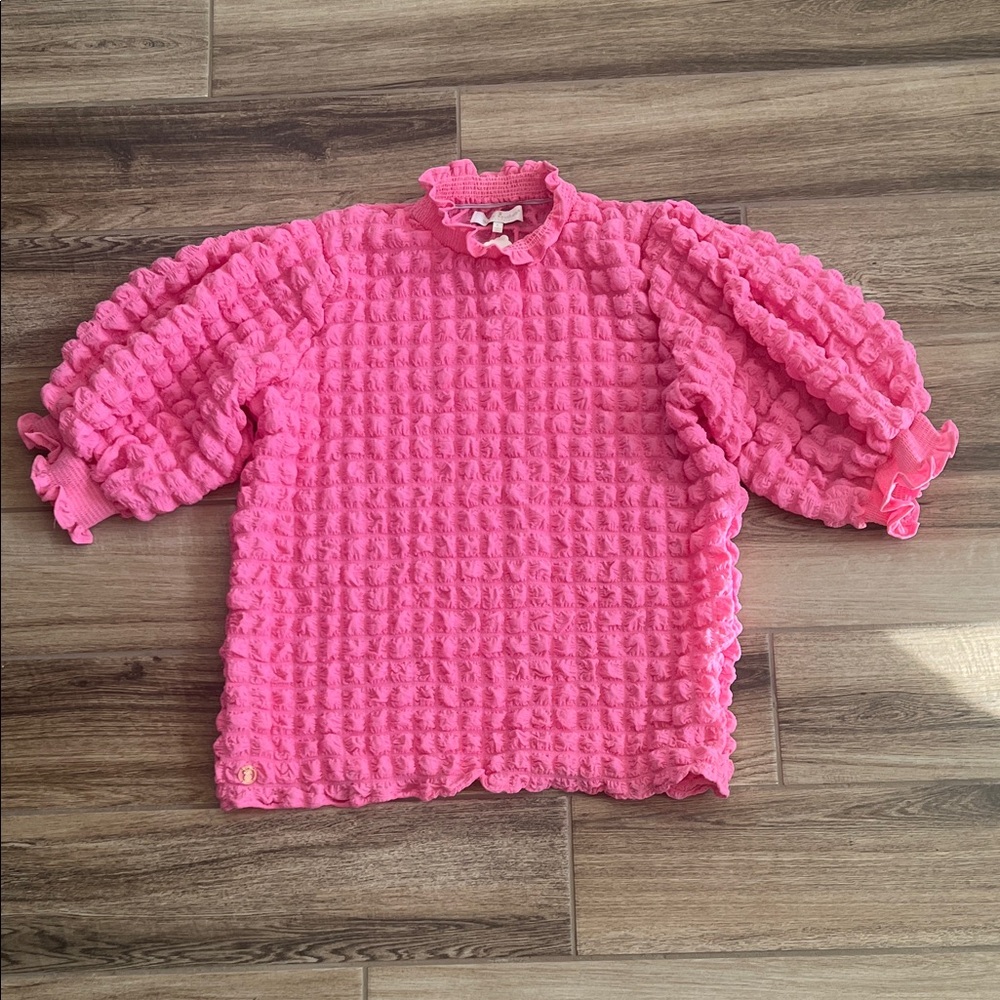 Simply Southern Bright Pink Textured Blouse NWT